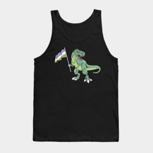 Funny Dinosaur Flag Genderqueer Pride LGBT Gift Tank Top